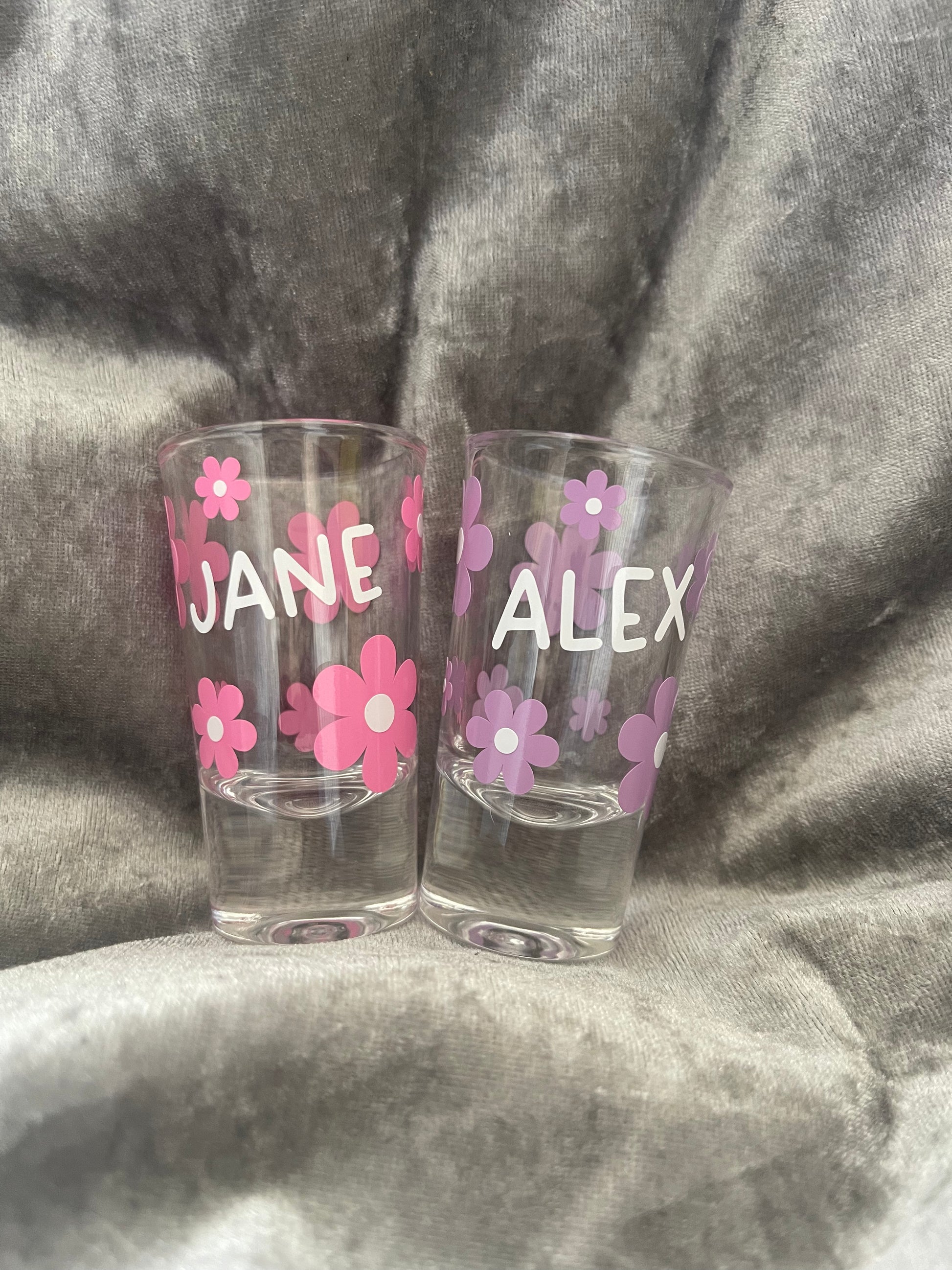 Personalised flower shot glass