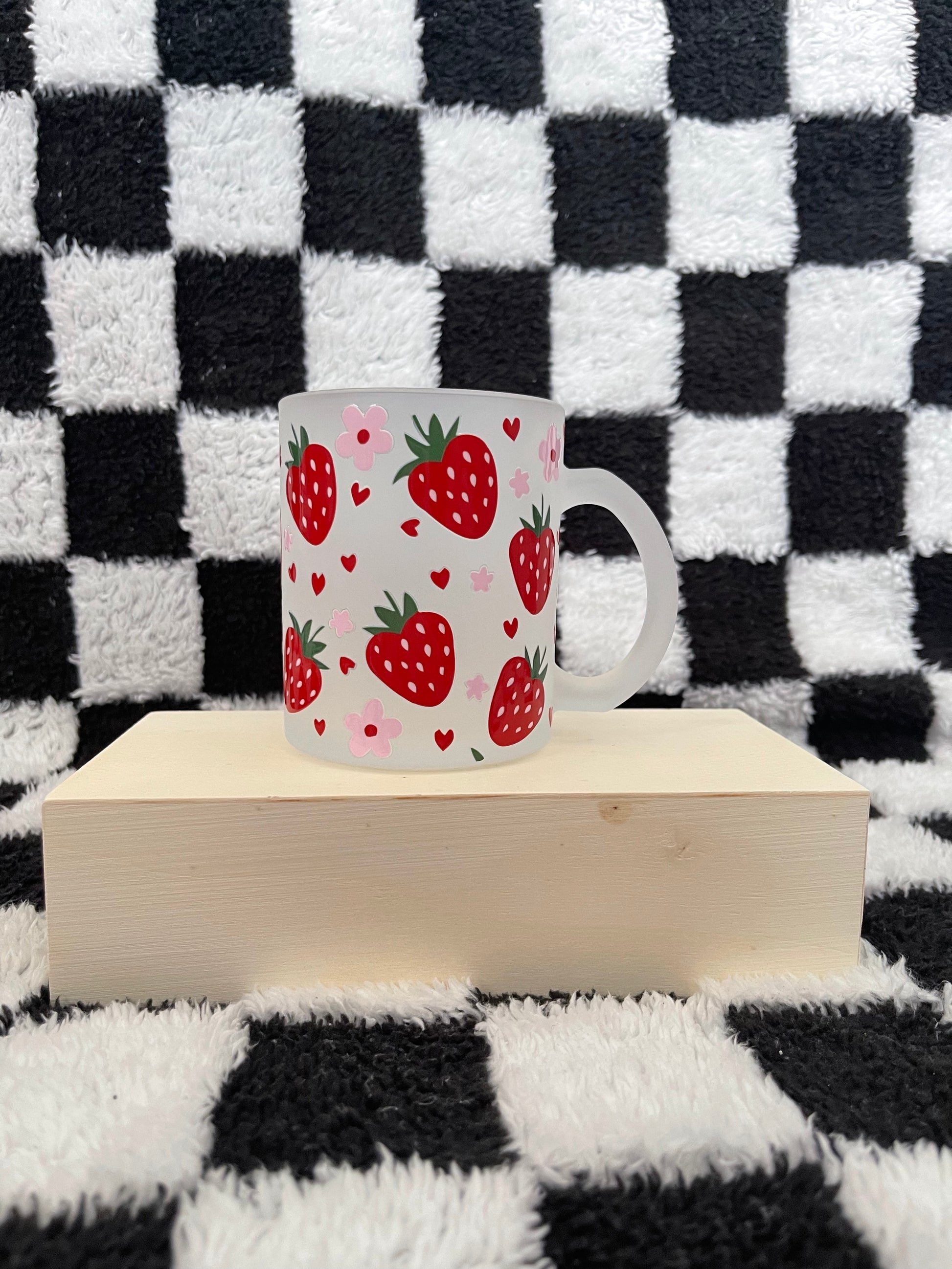 Strawberry Frosted Glass Mug